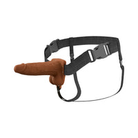 Vibrating Hollow Silicone Strap-On - 6in - Brown