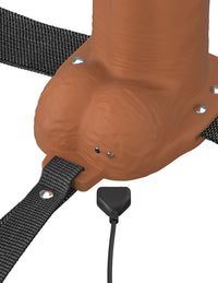 Vibrating Hollow Silicone Strap-On - 6in - Brown