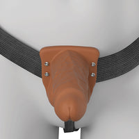 Vibrating Hollow Silicone Strap-On - 6in - Brown