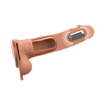 Vibrating Hollow Silicone Strap-On - 7in - Light
