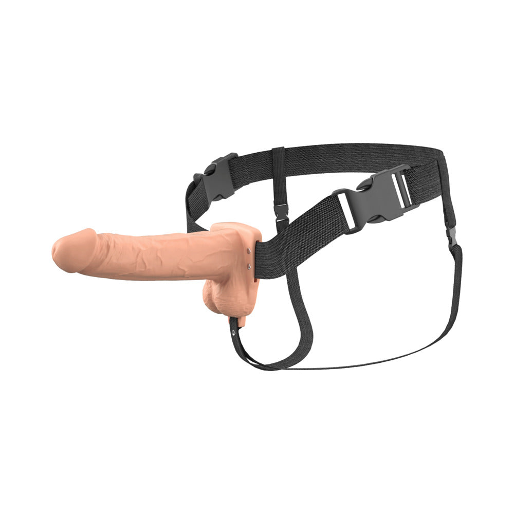 Vibrating Hollow Silicone Strap-On - 7in - Light