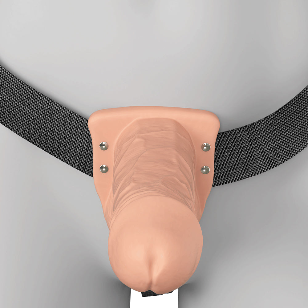 Vibrating Hollow Silicone Strap-On - 7in - Light