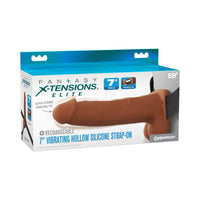 Vibrating Hollow Silicone Strap-On - 7in - Brown