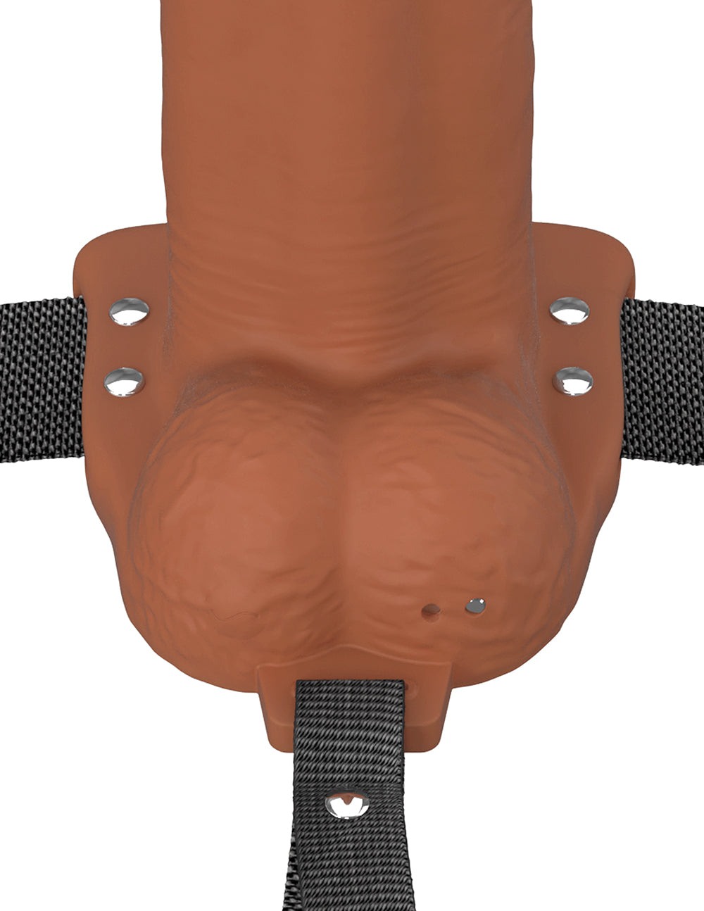 Vibrating Hollow Silicone Strap-On - 7in - Brown