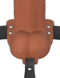 Vibrating Hollow Silicone Strap-On - 7in - Brown
