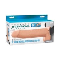 Vibrating Hollow Silicone Strap-On - 8in - Light