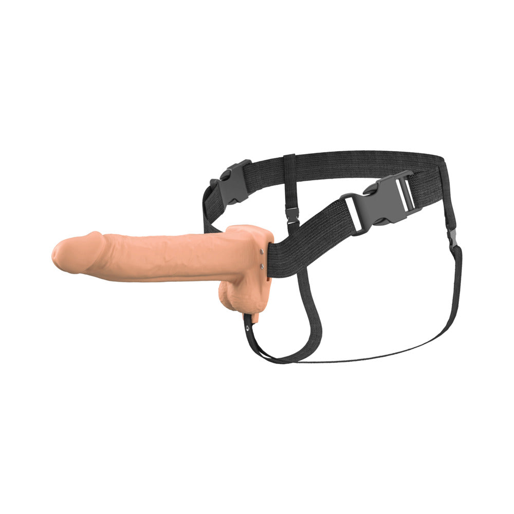 Vibrating Hollow Silicone Strap-On - 8in - Light