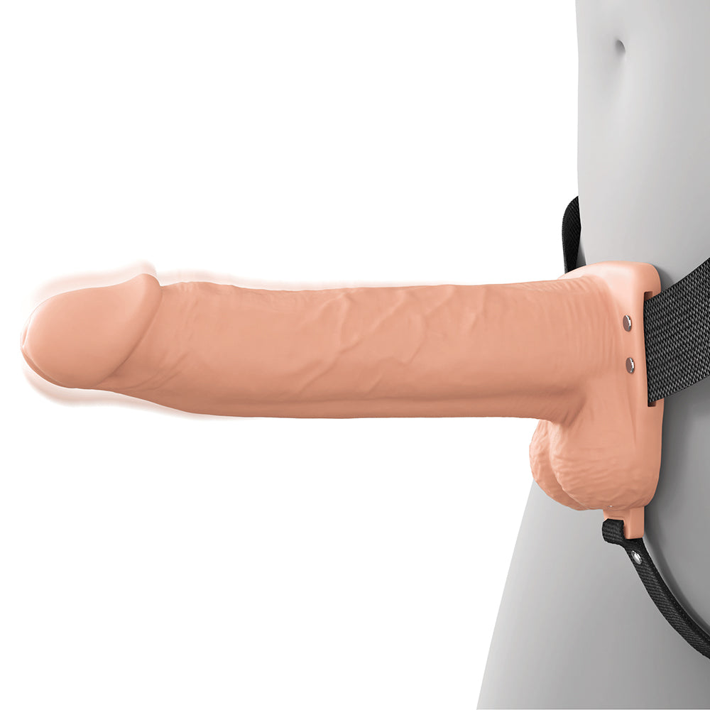 Vibrating Hollow Silicone Strap-On - 8in - Light