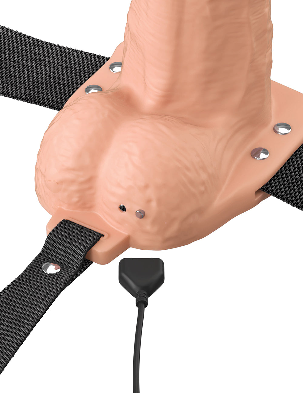 Vibrating Hollow Silicone Strap-On - 8in - Light