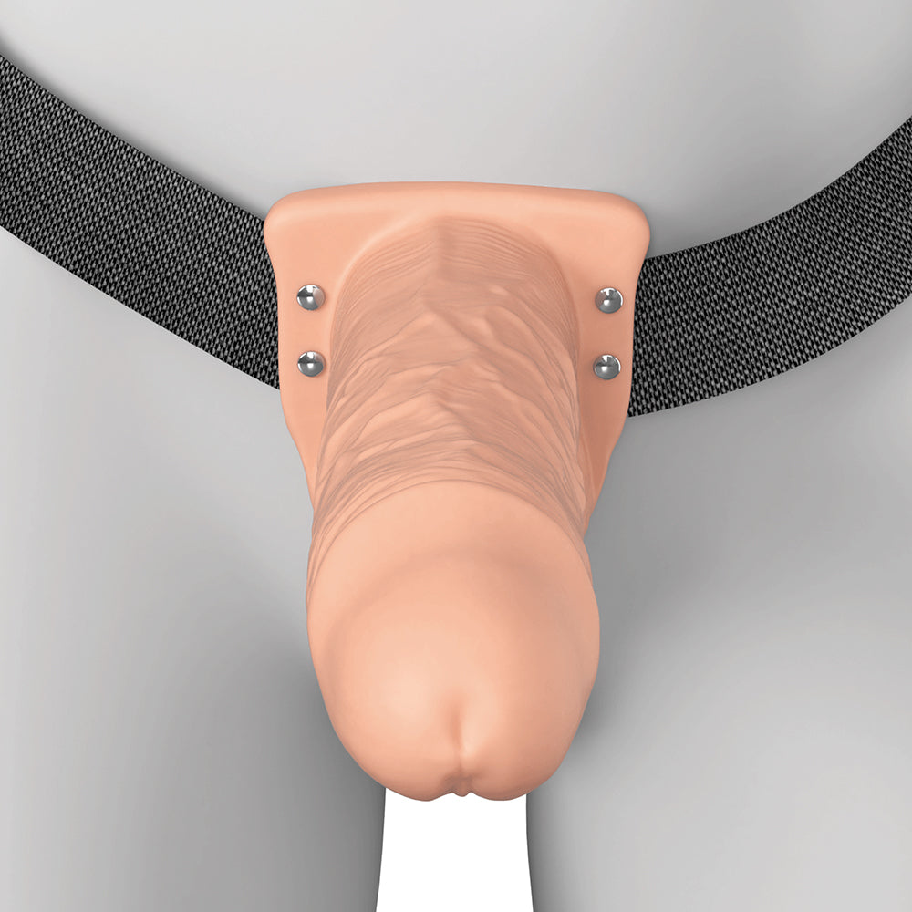 Vibrating Hollow Silicone Strap-On - 8in - Light