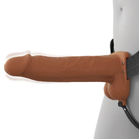 Vibrating Hollow Silicone Strap-On Dildo