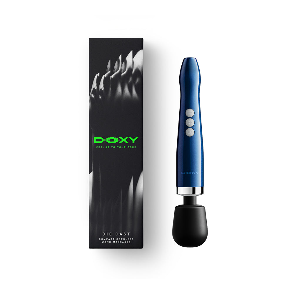 Doxy Die Cast Compact Cordless Wand Massager Blue