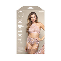 Opulence Pearl Halter Bralette Garter & Crotchless G-String Lingerie SM