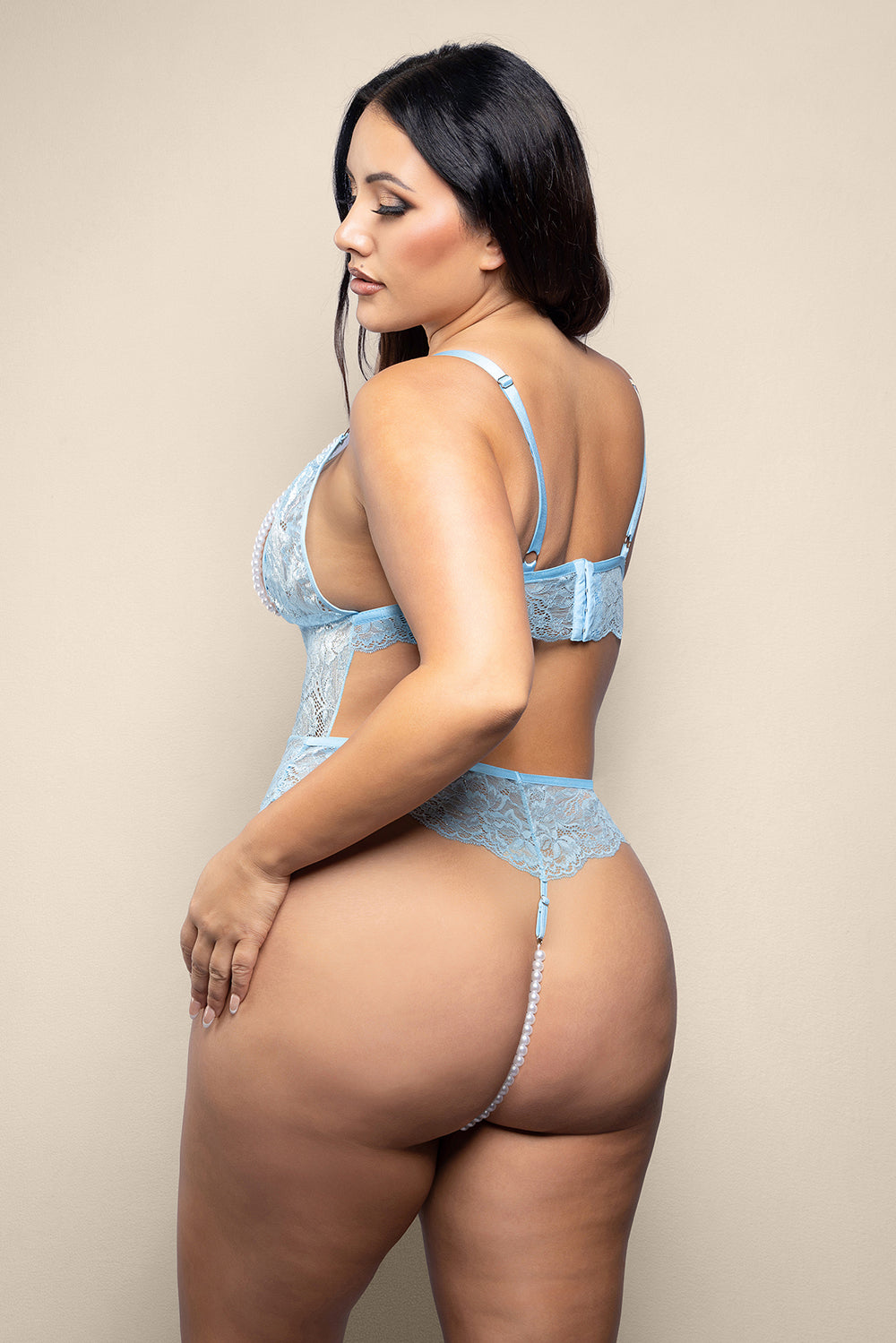 Opulence Split Cup Teddy with Pearl Crotch - Queen Size