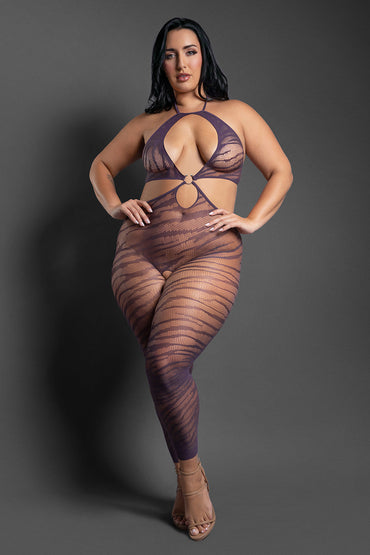Footless Open Crotch Halter Bodystocking by Fantasy Lingerie (Queen)