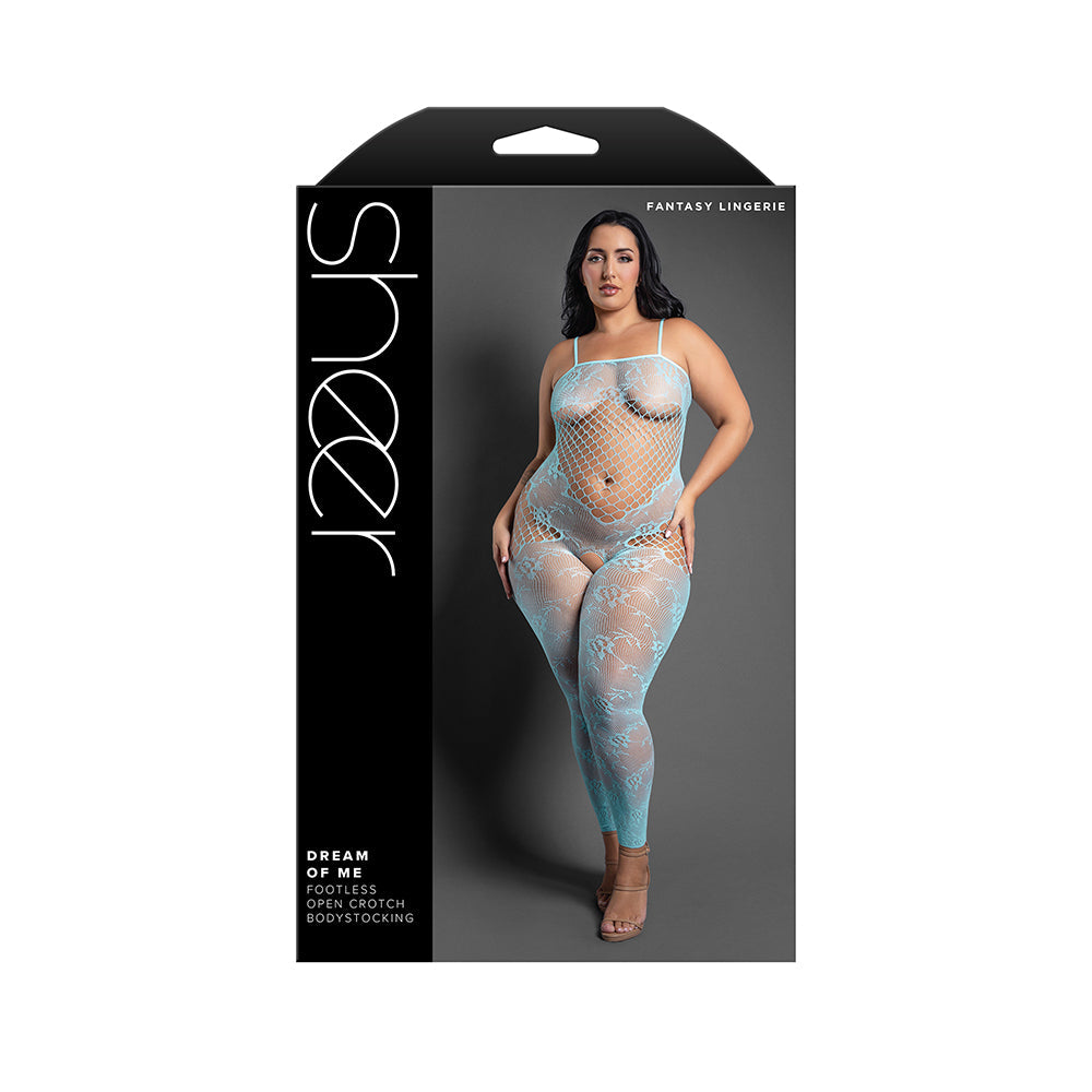 Floral Open Crotch Bodystocking - Queen Size