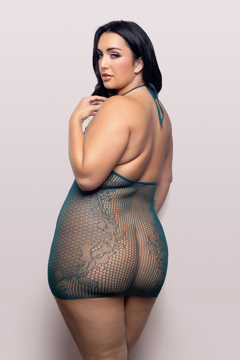 Lace Framing Halter Tie Dress for Curvy Figures