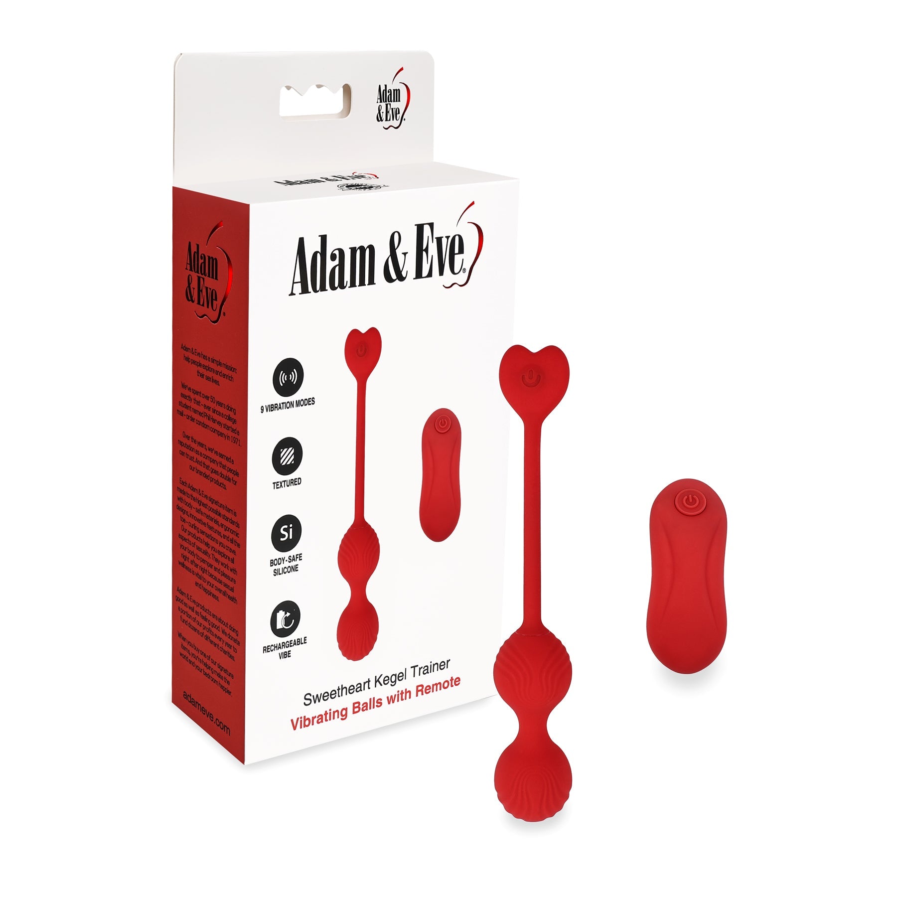 Adam & Eve Sweetheart Kegel Trainer Vibrating Balls with Remote - Enhance Pleasure and Strengthen Pelvic Floor