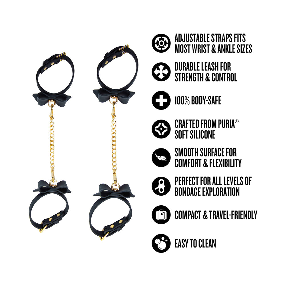 Ardor Wrist & Ankle Restraints Black with Bow