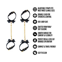 Ardor Wrist & Ankle Restraints Black with Bow