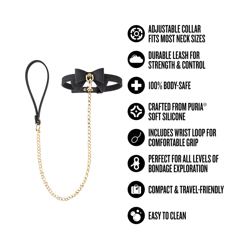 Temptasia Ardor Collar & Leash Black/Bow