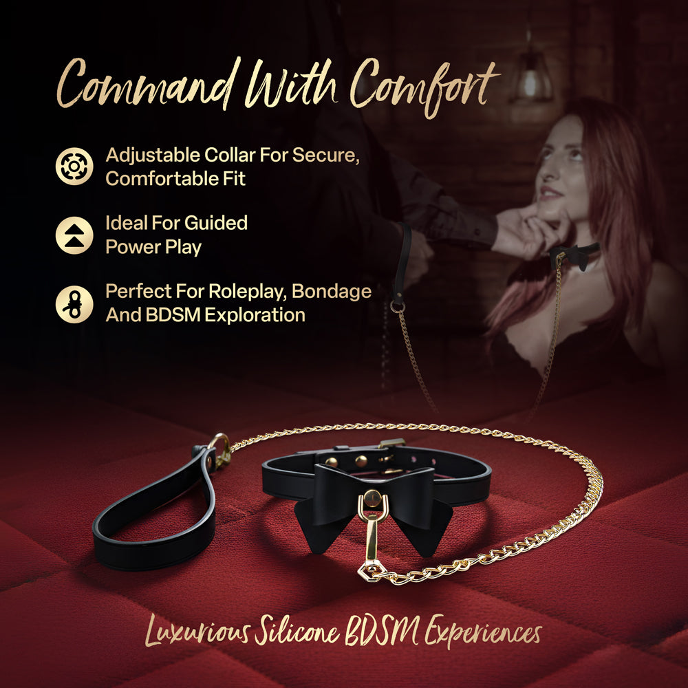 Temptasia Ardor Collar & Leash Black/Bow
