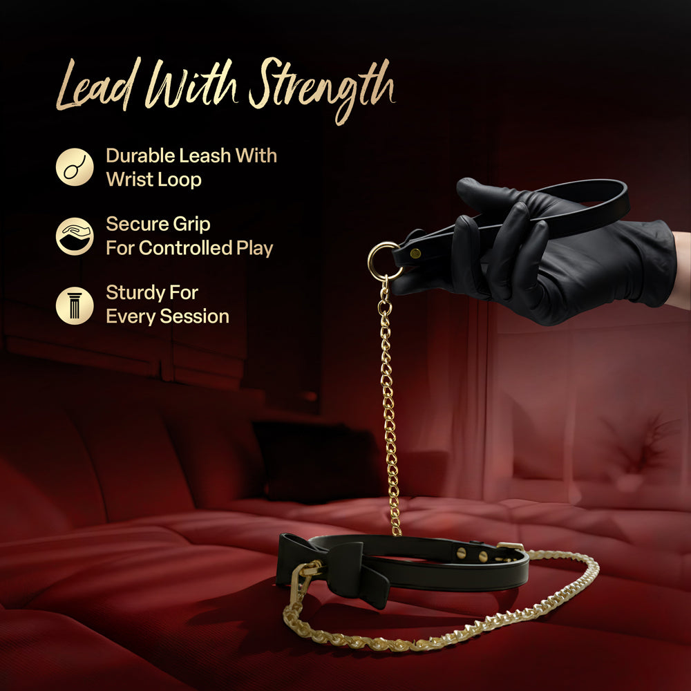 Temptasia Ardor Collar & Leash Black/Bow
