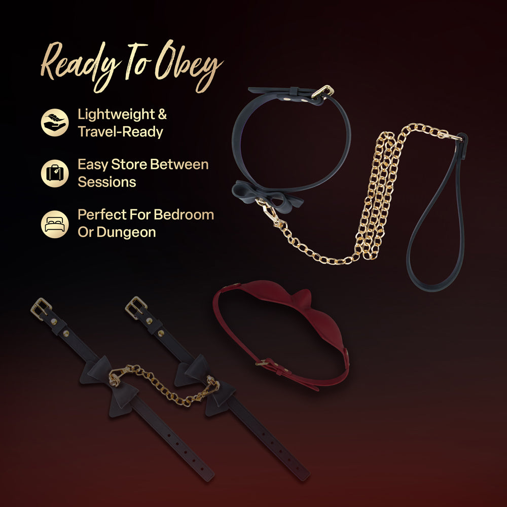 Temptasia Ardor Collar & Leash Black/Bow