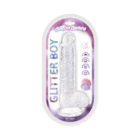 Cotton Candy Glitter Boy Jelly Glitter Dildo 6.5 in. Clear
