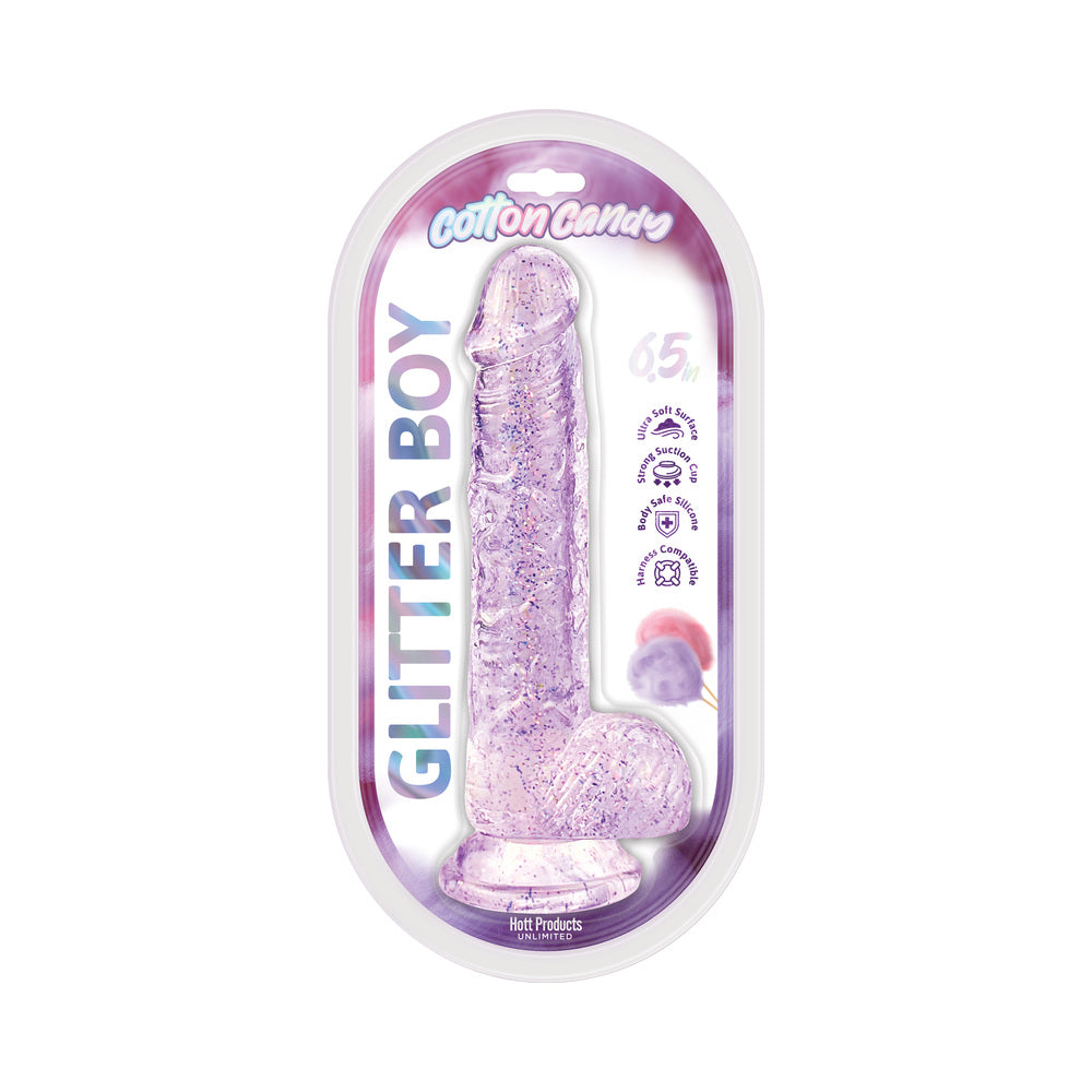 Cotton Candy Glitter Boy Jelly Glitter Dildo - 6.5 in. Pink
