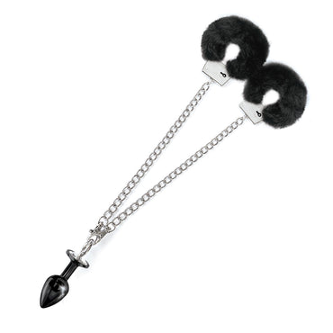 NIXIE Metal Plug & Faux Fur Cuff Set - Medium Anal Toy