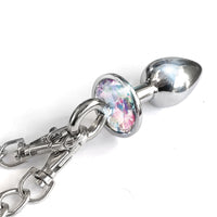 NIXIE Metal Plug & Rainbow Faux Fur Cuff Set - Medium Anal Toy