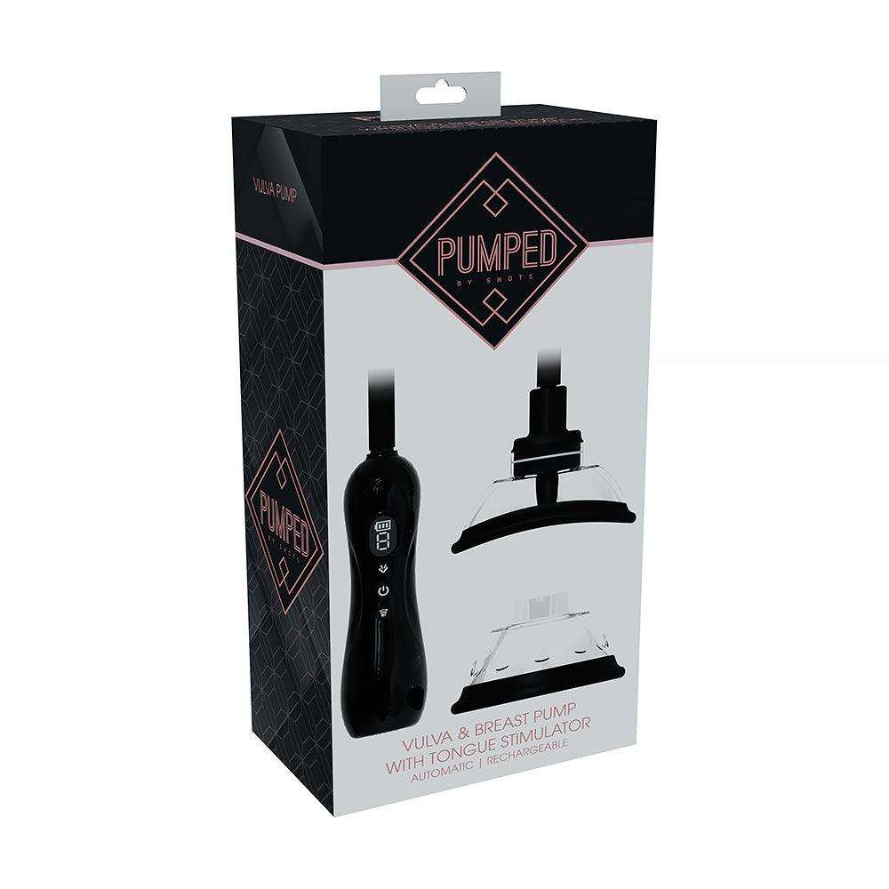 PUMPED Automatic Rechargeable Vulva & Breast Pump with Tongue Stimulator Black