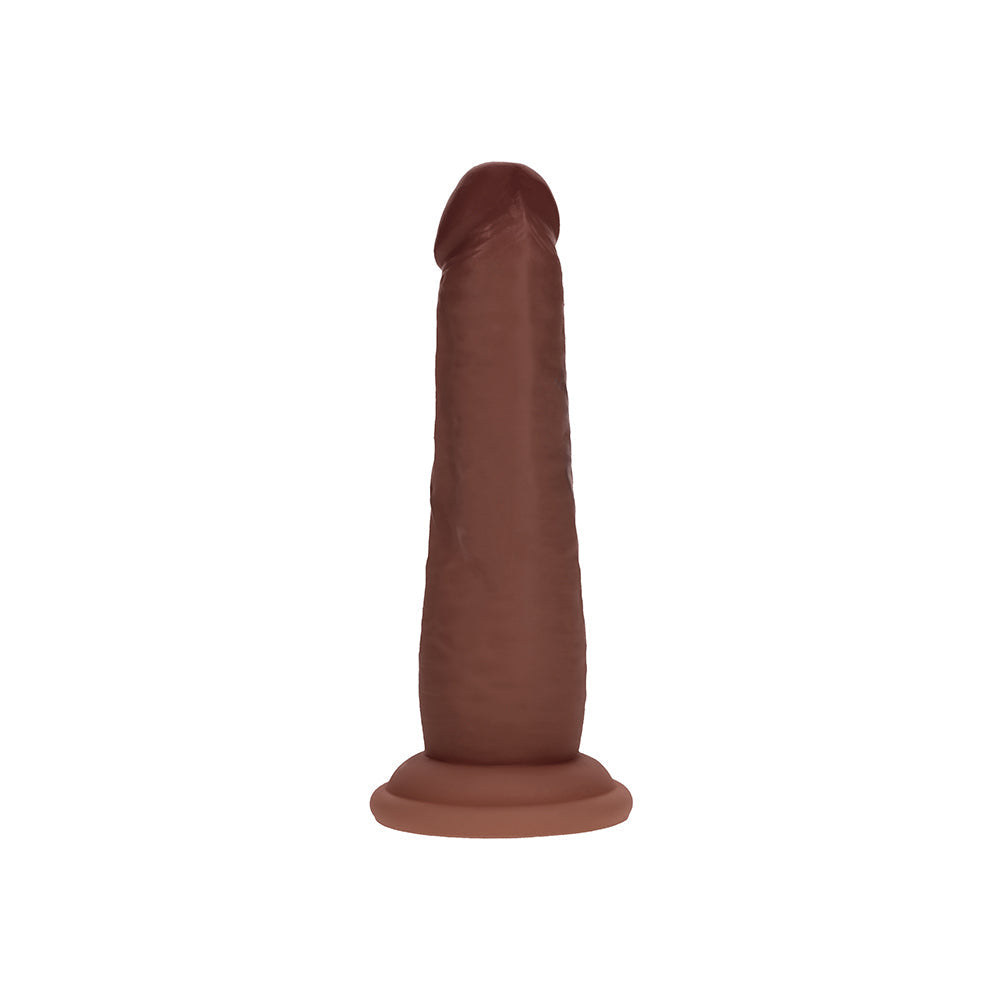 Realrock Sliding Skin Dual Density Silicone Dildo - 6 in. Brown