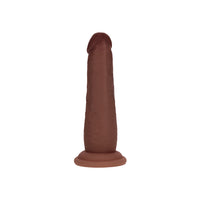 Realrock Sliding Skin Dual Density Silicone Dildo - 6 in. Brown