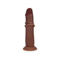 Realrock Sliding Skin Dual Density Silicone Dildo - 6 in. Brown
