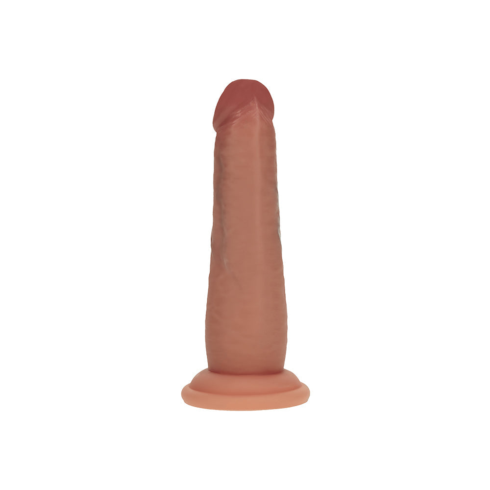 Realrock Sliding Skin Dual Density Silicone Dildo 6 in. Tan