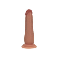 Realrock Sliding Skin Dual Density Silicone Dildo 6 in. Tan