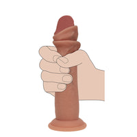 Realrock Sliding Skin Dual Density Silicone Dildo 6 in. Tan