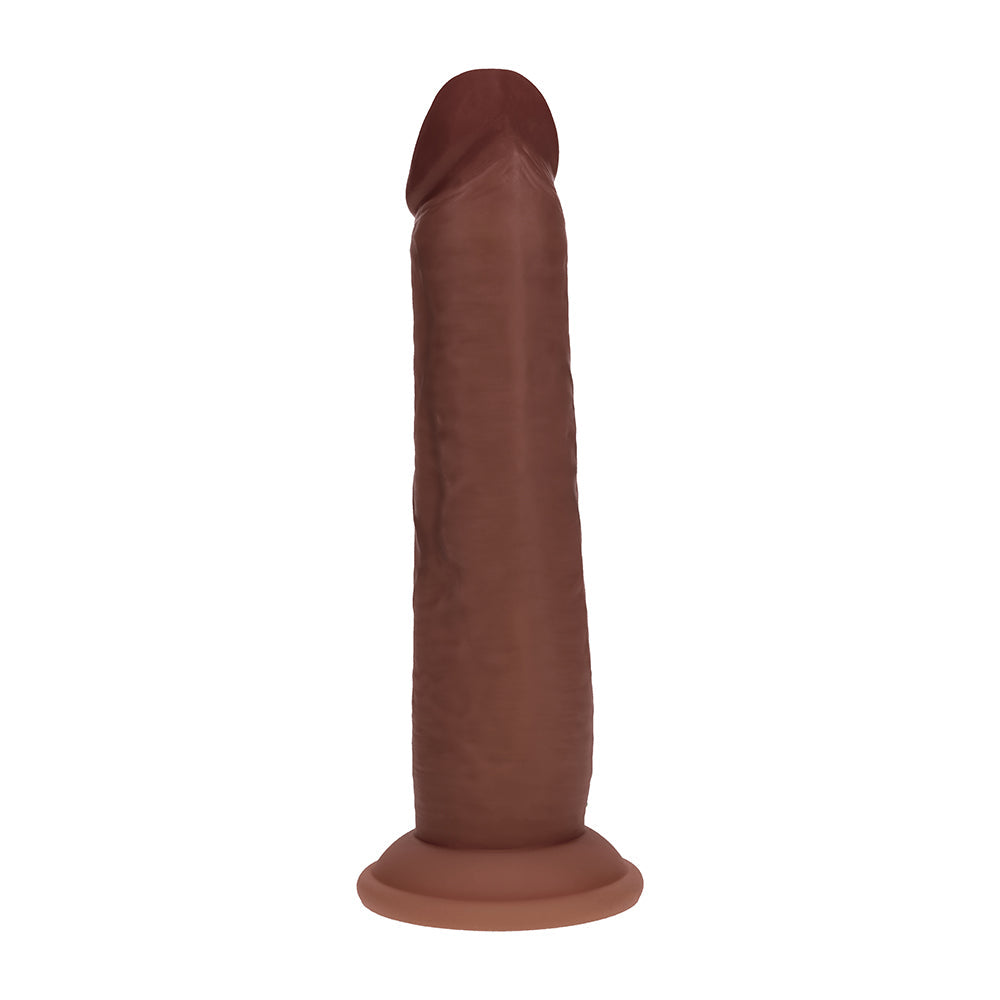 Realrock Sliding Skin Dual Density Silicone Dildo 8 in. Brown