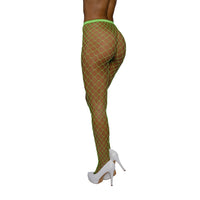 Dreamgirl High-Waist Fence Net Pantyhose - Neon Lime