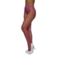 Dreamgirl High-Waist Fence Net Pantyhose in Neon Magenta