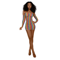 Dreamgirl Rainbow Mini Dress with Arm Warmers