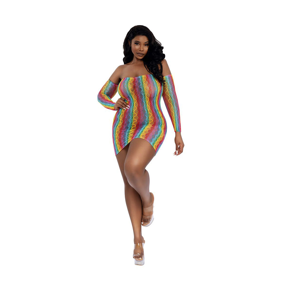 Rainbow Mini Dress with Arm Warmers