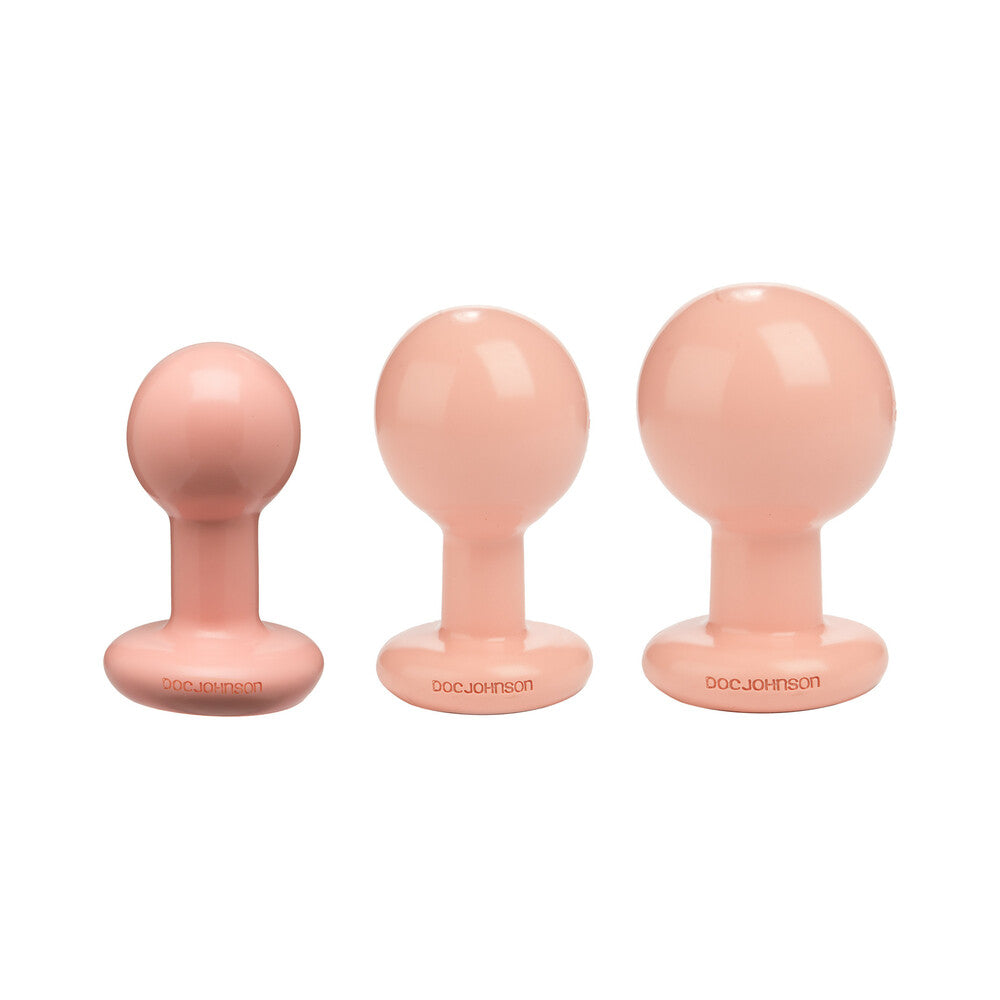 The Classic Round Butt Plug Cream 3pc for Anal Exploration