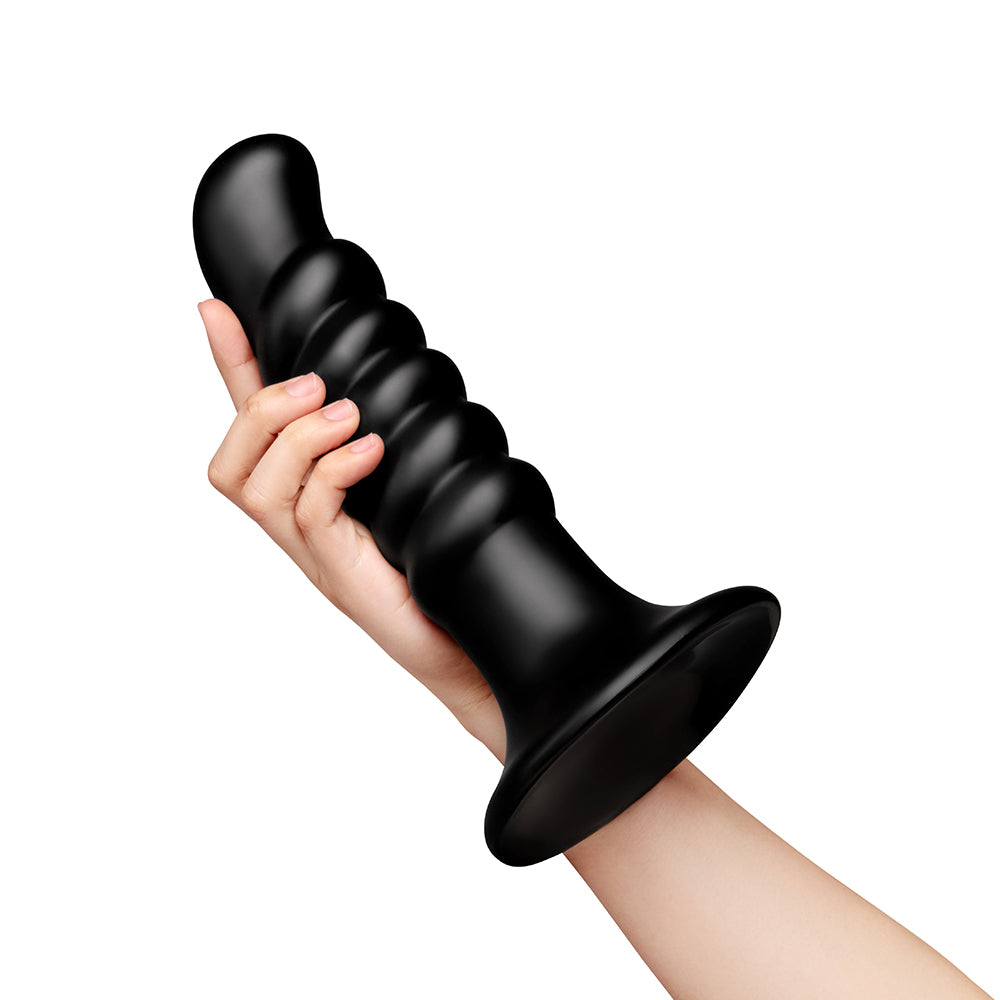 Curved & Ribbed Dildo with Suction Cup