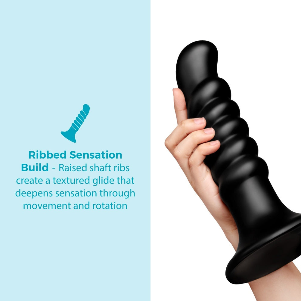Curved & Ribbed Dildo with Suction Cup