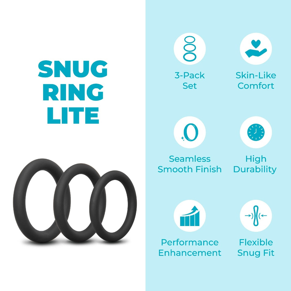 b-Vibe Snug Ring Lite 3-Pack Snug Fit Silicone Cock Ring