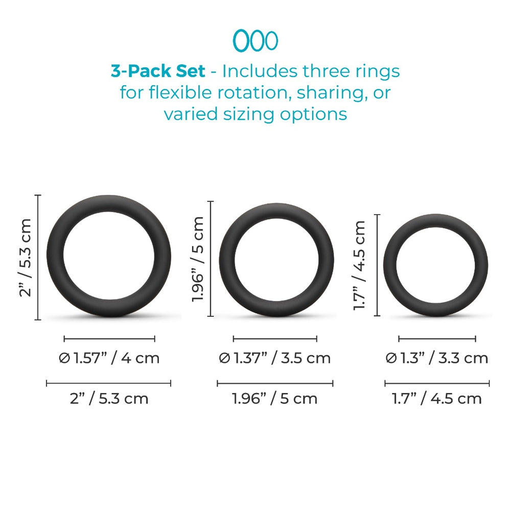 b-Vibe Snug Ring Lite 3-Pack Snug Fit Silicone Cock Ring