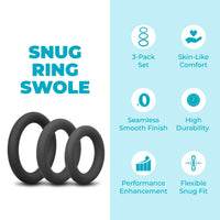 b-Vibe Snug Ring Swole 3-Pack Snug Fit Silicone Cock Ring